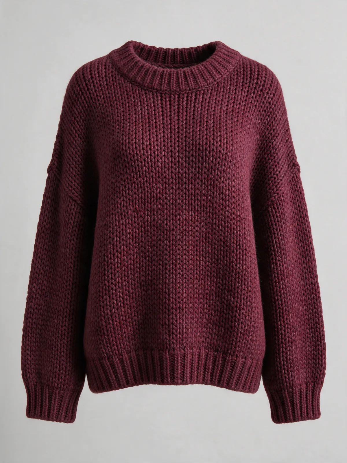 Oversize Örme Triko Kazak · Bordo