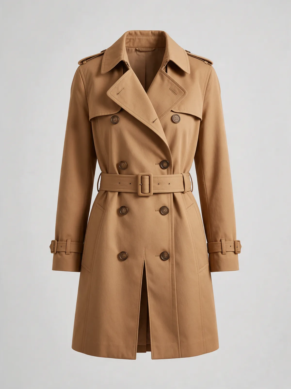 Kruvaze Gabardin Trençkot · Camel