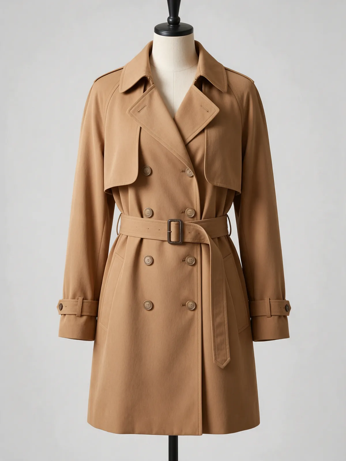 Kruvaze Gabardin Trençkot · Camel